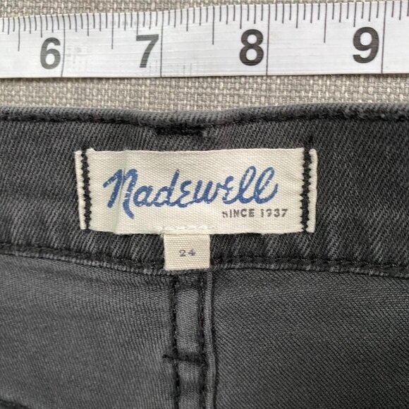 Madewell Black Distressed Mid Rise Boyshorts Denim Shorts Womens Size 24 Grunge - Picture 5 of 10